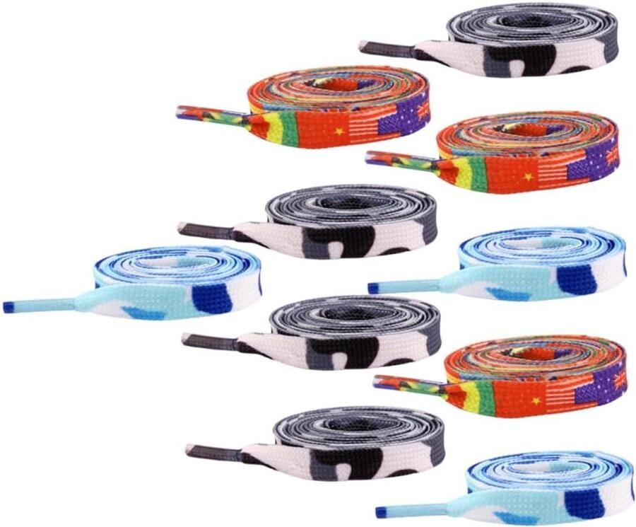 Veters Kinderen Platte Veters Schoenen Opvrolijken Licht Elastisch 20 Stuks Regenboog