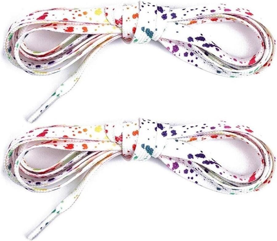 Veters Schoenveters Platte Schoenen Personaliseren Splash Ink Design Gekleurd Wit