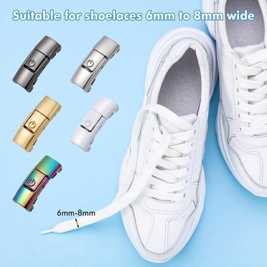 Dailygoods- Veters Set van 10 Elastische Veters Metalen Veters Snelontspanner Kinderschoenen Sportschoenen Hoogwaardige Kwaliteit 27 x 10 mm Schoenveters