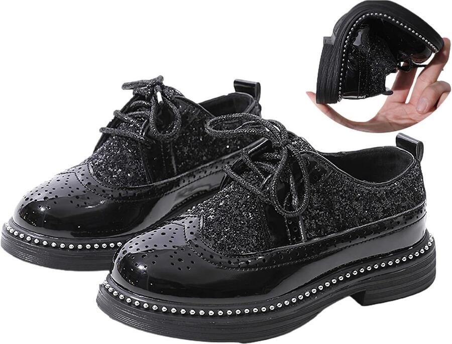 Veterschoenen Jurk Schoenen Glanzende Pailletten Comfy Formele Brogue Wingtip Oxfords