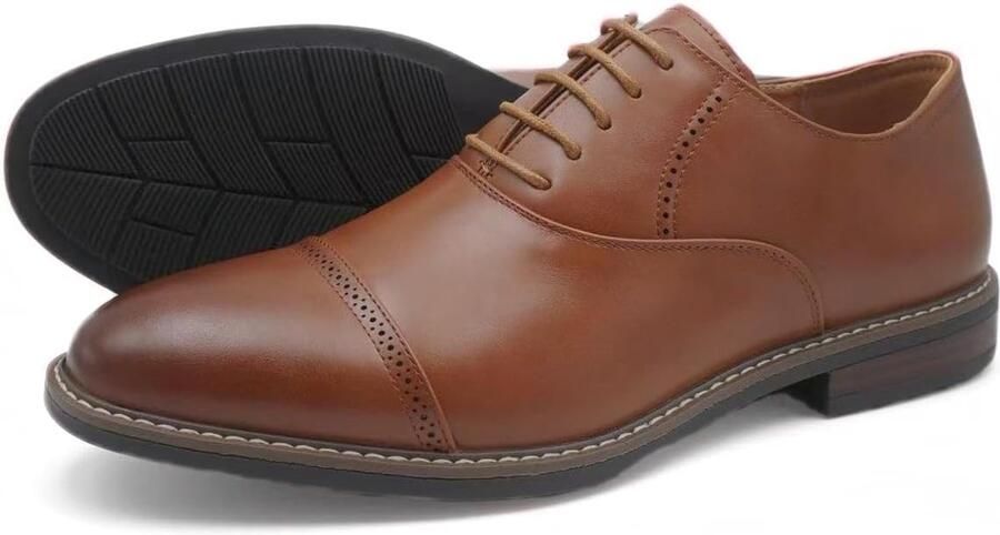 Veterschoenen voor heren bruin zwart cap-toe design klassiek en elegant