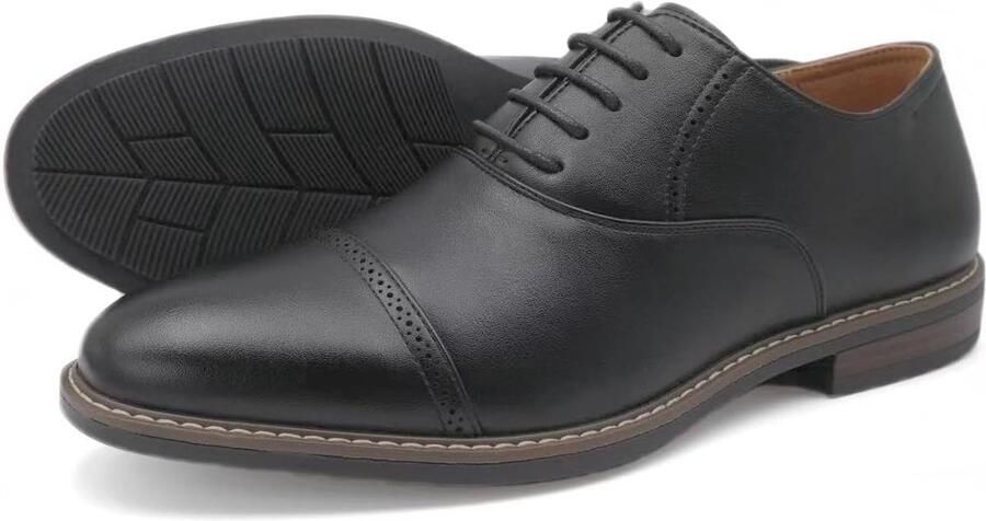 Veterschoenen voor heren bruin zwart cap-toe design klassiek en elegant