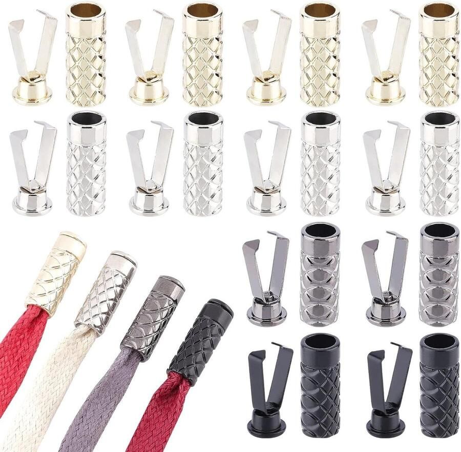 Vetersluiting Tips Schoen veter koppen Kleding Reparatie Textuur Ontwerp 32 Sets Multicolour