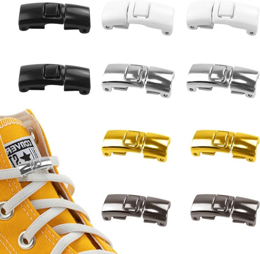 Vetersluiting voor volwassenen 10 stuks zilveren en zwarte HavaCue veters 5 kleuren inclusief witgoud voor sneakers en vrijetijdsschoenen Eén
