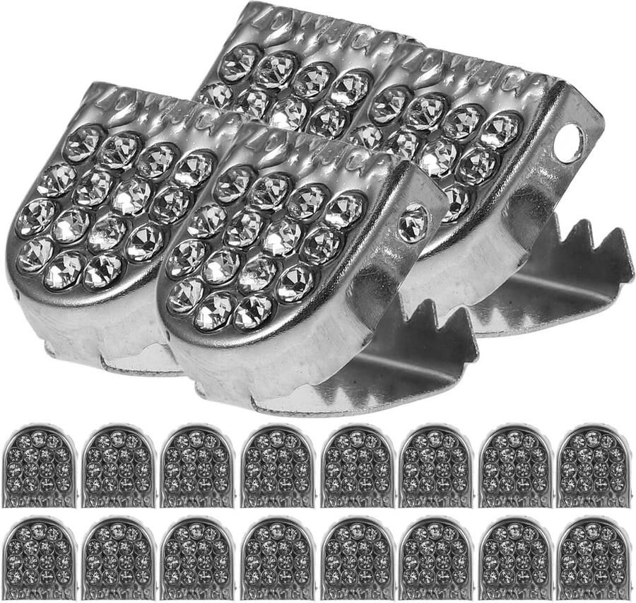 Vetersluitingen met Gespen Schoen Accessoires Kinderen Schoenen Versierd met Steentjes 20 Stuks Zilver