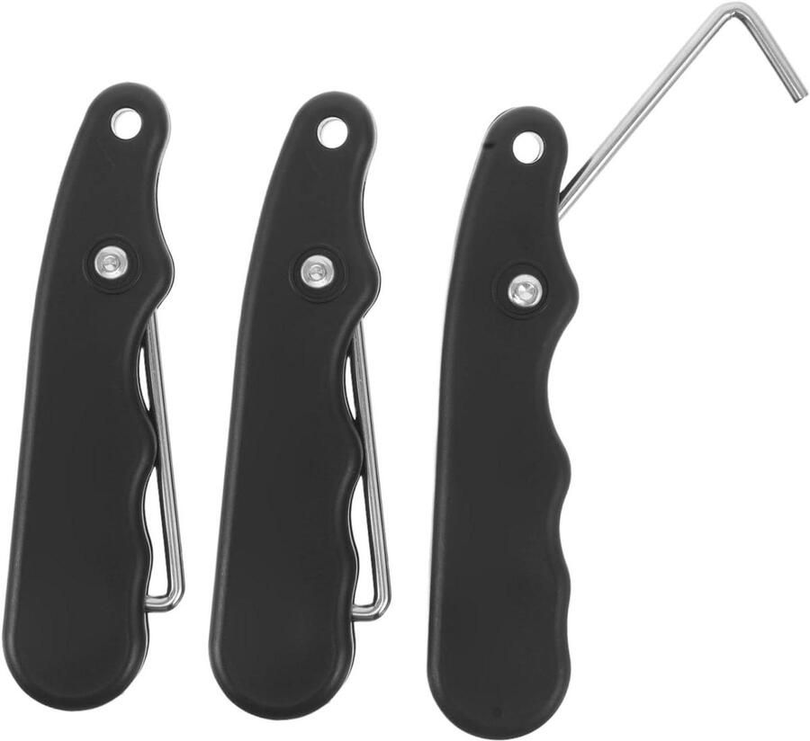 Veterspanner Set Vetertrekker Hulpmiddel Schaatsen Snel Strikken Opvouwbaar Haakontwerp Lengte Zwart