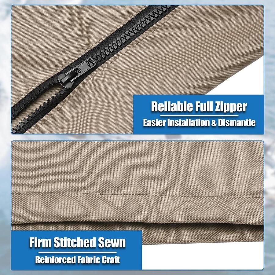 Vierkant frame Bimini Top Opberghoes met Achterlichtopening Boot Bimini Opbergtas met 2 Vaste Riemen 223 W voor 3 Bow 4 Bow Beige 1 Set