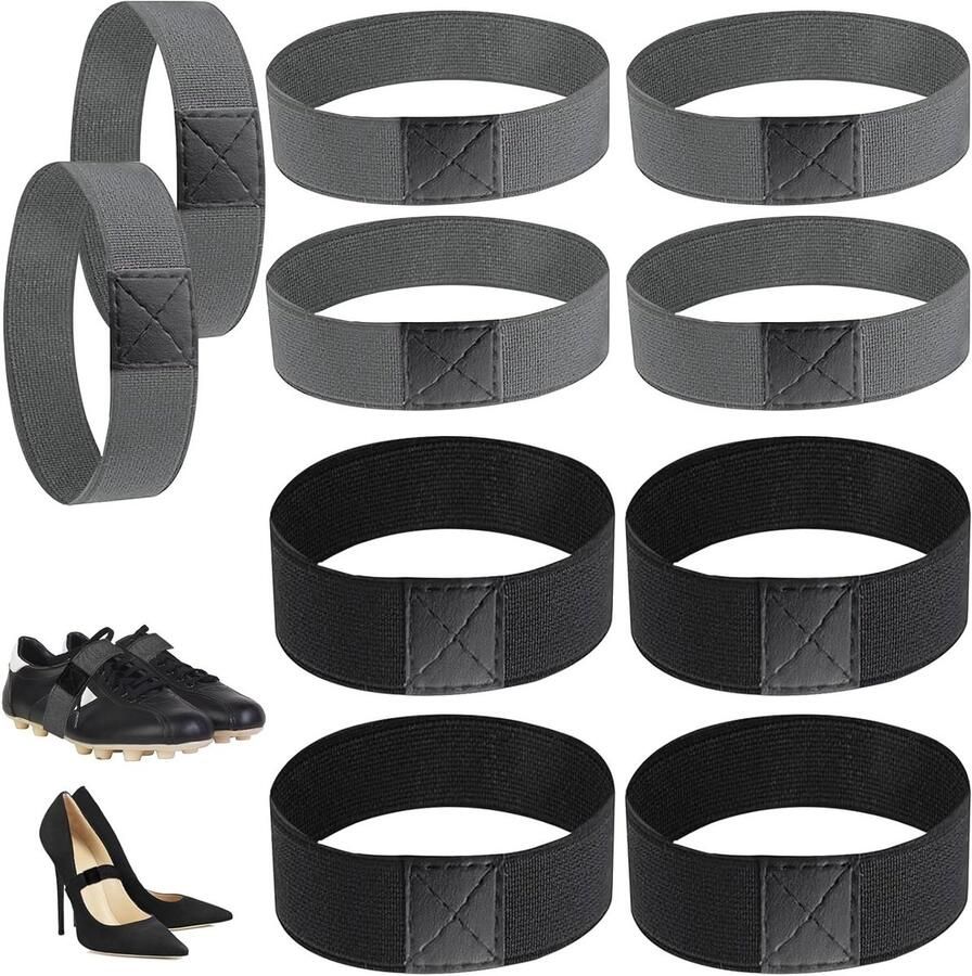 Vijf paar voetbalschoenen met veters elastische veters en fixatiebanden voor optimale grip tijdens het sporten (Zwart Grijs)