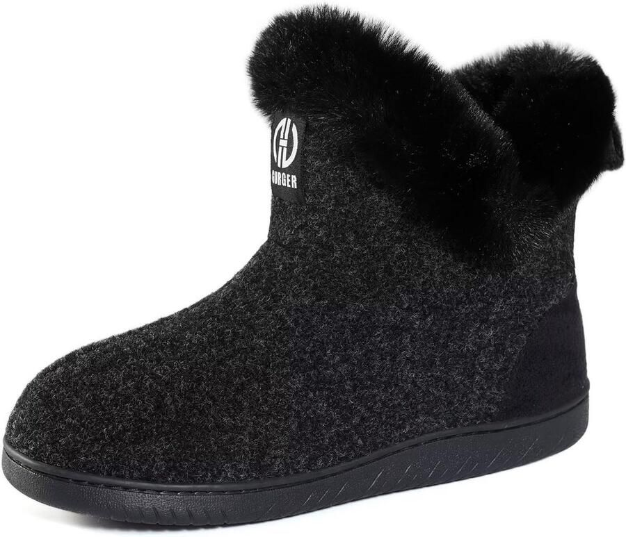 Vilt huislaarzen dames hoog met pluche voering