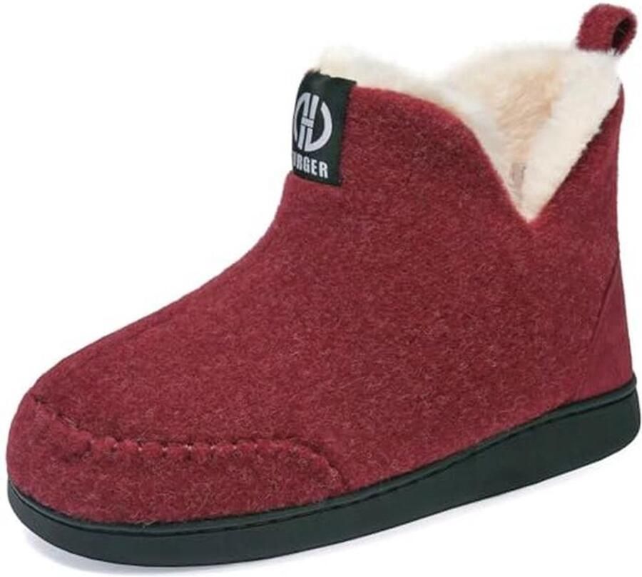 Vilt Slipper Laarzen voor nen en Comfortabele Fleece Booties met Memory Foam en Rubberen Zool
