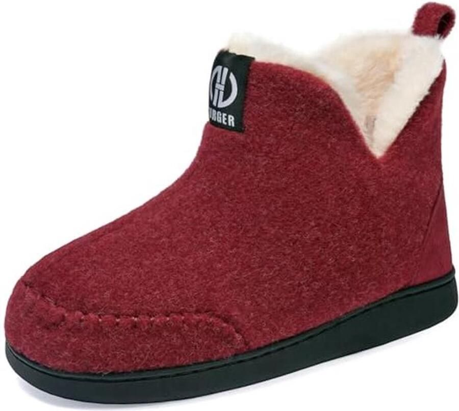 Vilt Slipper Laarzen voor nen en Comfortabele Fleece Booties met Memory Foam en Rubberen Zool