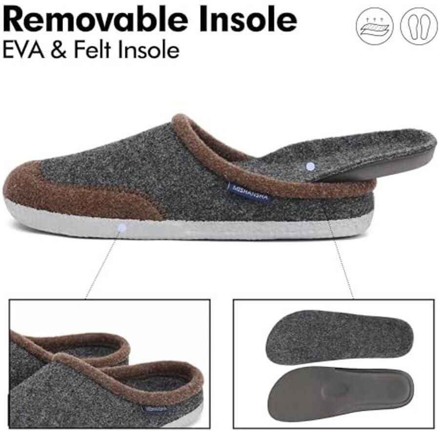 Vilt Slippers Comfortabel en duurzaam Donkerbruin