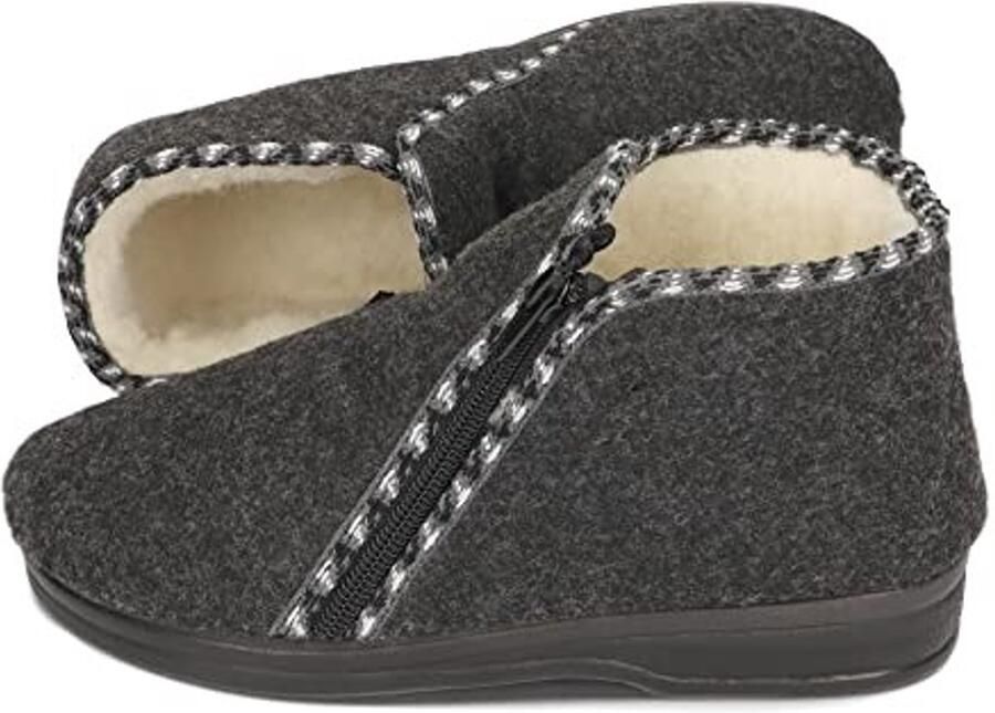 Vilt Slippers Dames Warm en comfortabel grijs wit