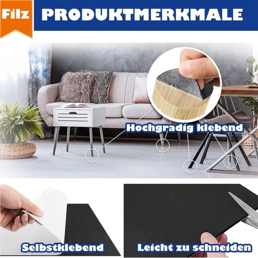 Vilt zelfklevend grijs 20 x zelfklevend kleverig vilt 2 mm dikke viltglijders multifunctionele lijm voor box liner cup fotolijst stoelpoten tafelpoten doe-het-zelf Halloween