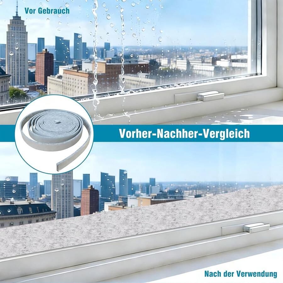 Viltband zelfklevend 6 m x zelfklevend stabiele en duurzame viltrol voor stoelen meubels vloerbescherming of ramen condensatieabsorberend grijs