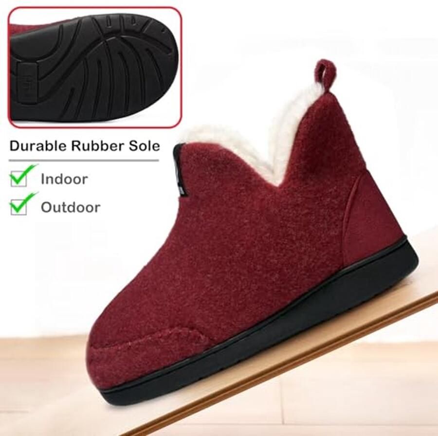 Vilten huislaarzen voor en pluche gevoerd warme hoge pantoffels