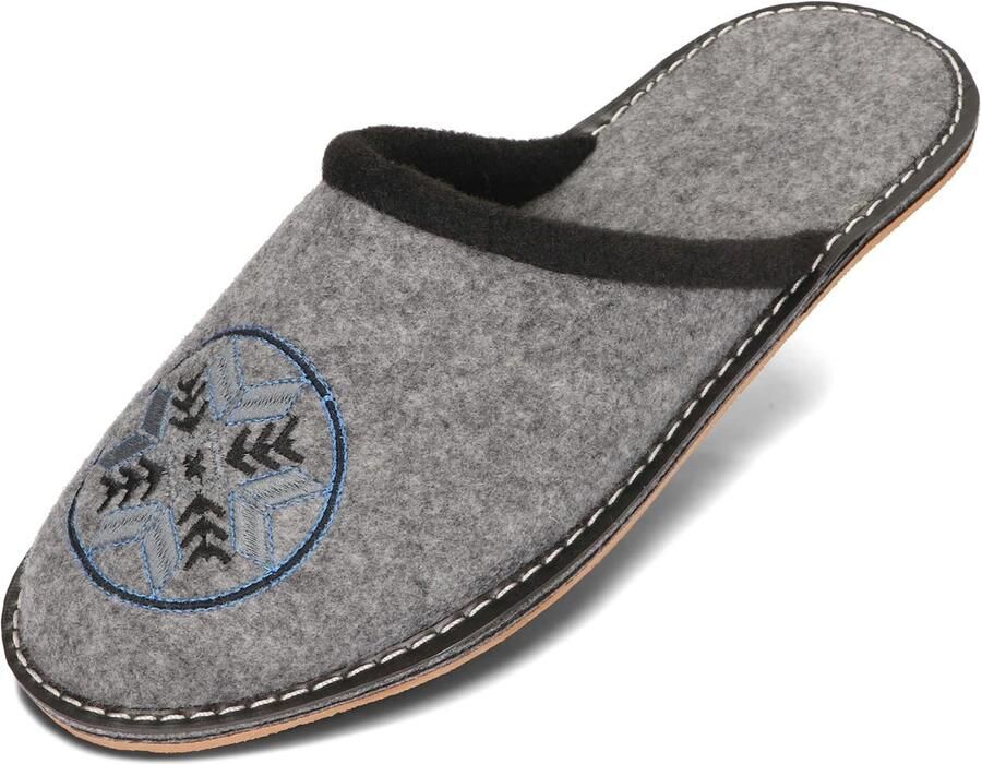 Vilten Pantoffels voor Heren Rubberen zool Zeer Lichte Slippers Grijs Zwart 40 41 42 43 44