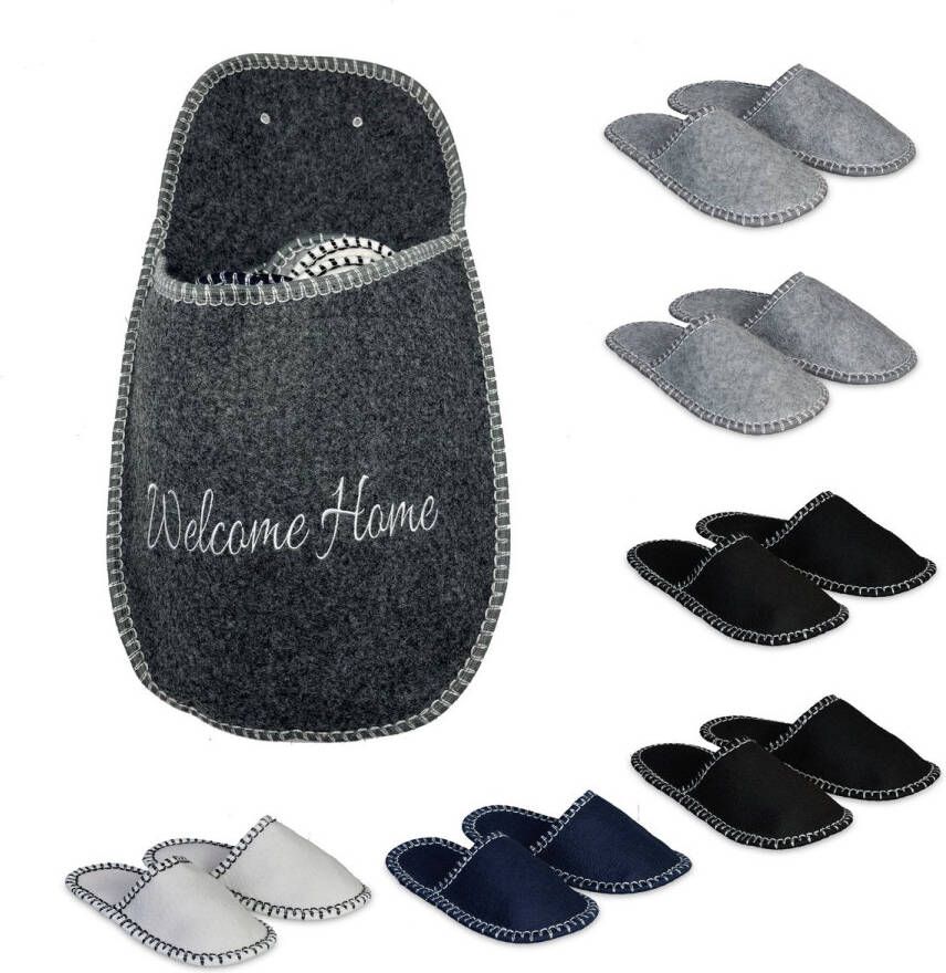 Vilten sloffen 6 paar vilt antislip welcome