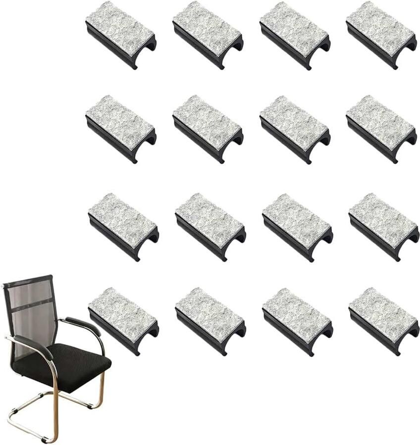 Viltglijders 16 stuks vloerbescherming voor meubels glijders van 24-25 mm eenvoudige installatie zonder gereedschap geluidsreductie en verhoging van de stabiliteit van de stoelen