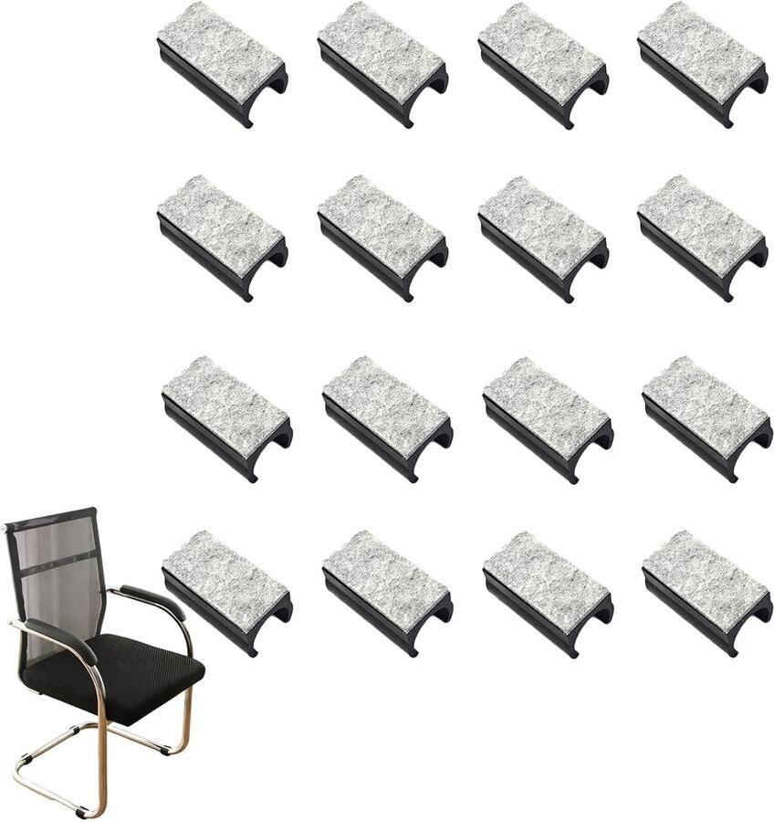 Viltglijders 16 stuks vloerbescherming voor meubels glijders van 24-25 mm eenvoudige installatie zonder gereedschap geluidsreductie en verhoging van de stabiliteit van de stoelen
