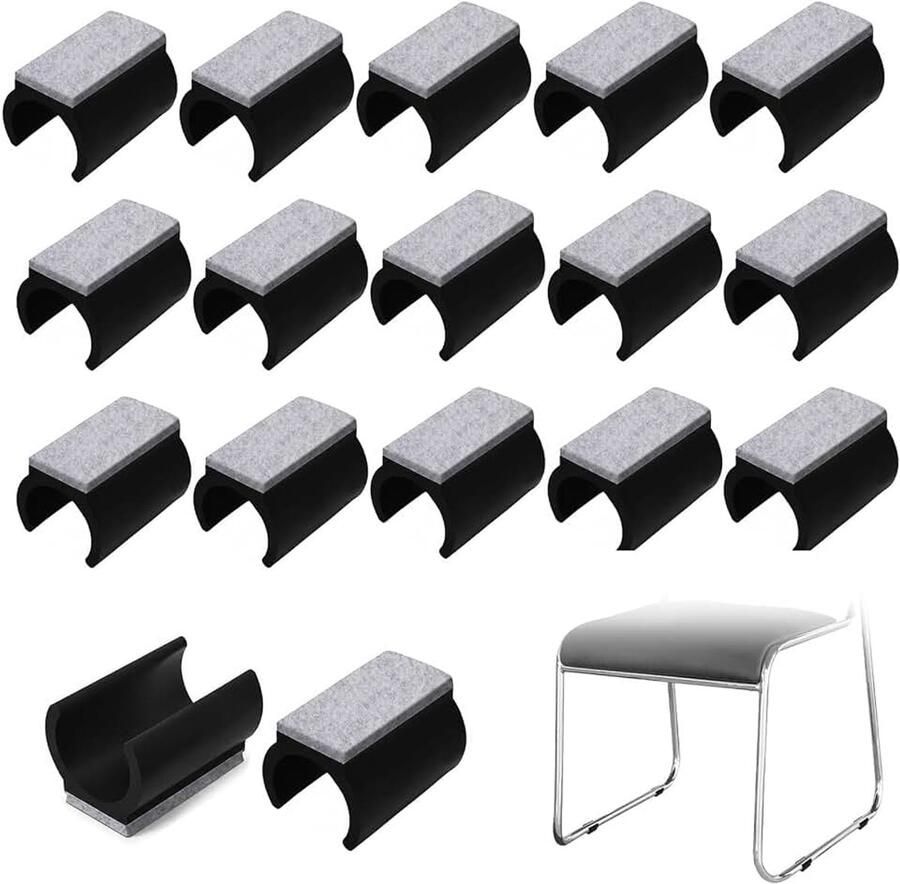 Viltglijders voor schommelstoelen met klemschaal (24-25 mm) antislip vloerbeschermers voor parket tegels en houten vloeren geluidsreducerend en meubelbescherming stuks