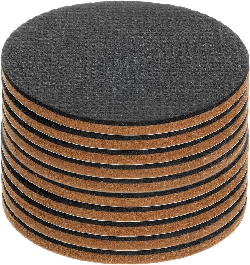 Viltglijders zelfklevend 10 stuks 75 x 75 x 5 mm (l x b x d) meubelglijders vilt ronde viltglijders antislip pads voor meubels tafel- en stoelbeschermlaag bruin + zwart