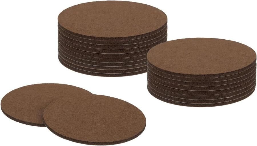 Viltglijders zelfklevend 20 stuks 100 x 100 x 3 mm (l x b x d) meubelglijders vilt ronde viltdoppen antislip pads voor meubels tafel- en stoelbeschermlaag bruin