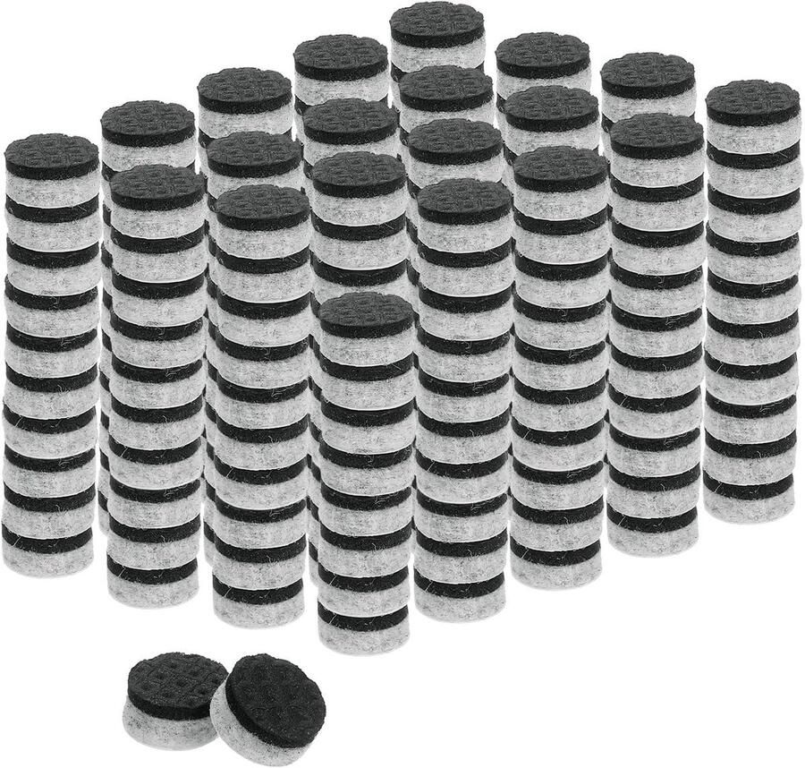 Viltglijders zelfklevend 200 stuks 10 x 10 x 5 mm (l x b x d) meubelglijders vilt ronde viltglijders antislip pads voor meubels tafel- en stoelbeschermlaag grijs + zwart