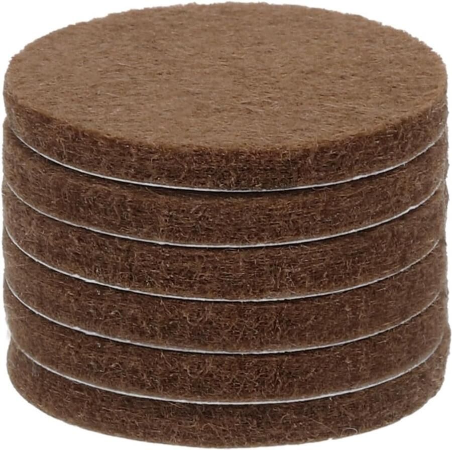 Viltglijders zelfklevend 25 x 25 x 3 mm (l x b x d) meubelglijders vilt ronde viltglijders antislip pads voor meubels tafel- en stoelbeschermlaag bruin 6 stuks