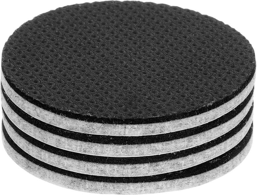 Viltglijders zelfklevend 4 stuks 60 x 60 x 5 mm (l x b x d) meubelglijders vilt ronde viltglijders antislip pads voor meubels tafel- en stoelbeschermlaag grijs + zwart