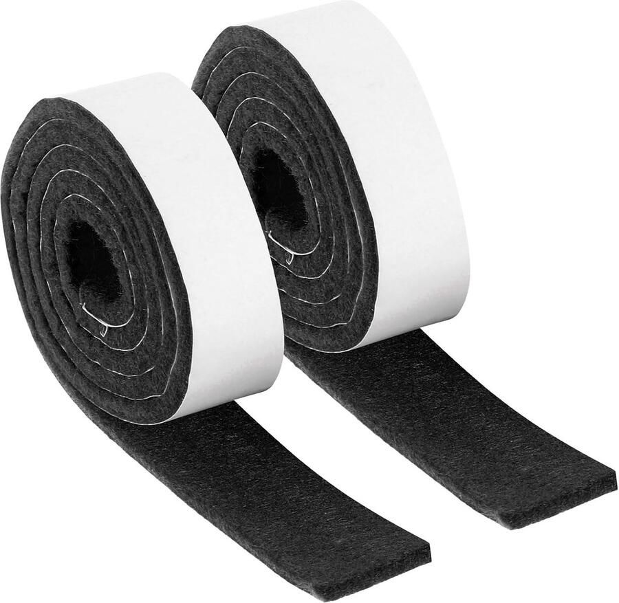 Viltstrips met zelfklevende achterkant 2 rollen 2 x 102 x krasbestendige meubelviltstrips zelfklevende pads ter bescherming van parketvloer zwart