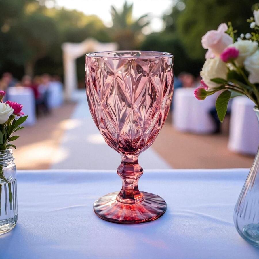 Vintage 6-delige set Rombus König wijnglazen glazen wijnglazen waterglas longdrinkglas (paars)