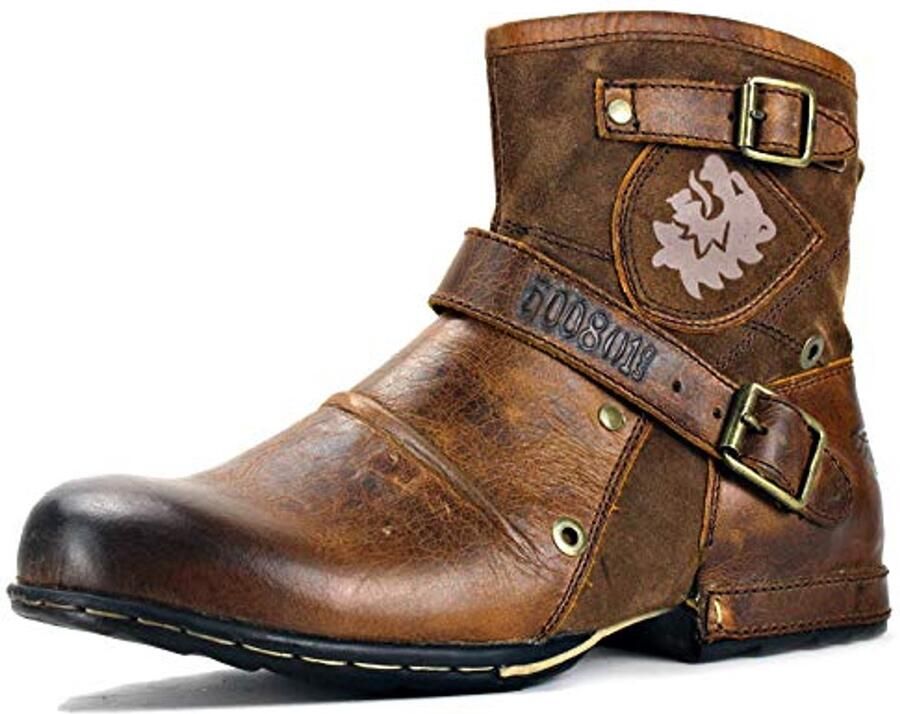 Vintage Enkel Motorfiets Cowboy Winterlaarzen voor Mannen Casuele Echt Lederen Desert Boots