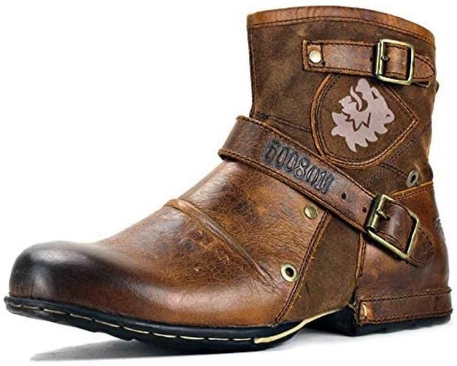 Vintage Enkel Motorfiets Cowboy Winterlaarzen voor Mannen Klassieke Casual Herenlaarzen