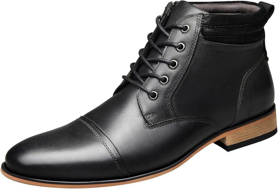 Vintage Leren Enkellaarsjes met Ritssluiting voor Heren Formele Veterschoenen