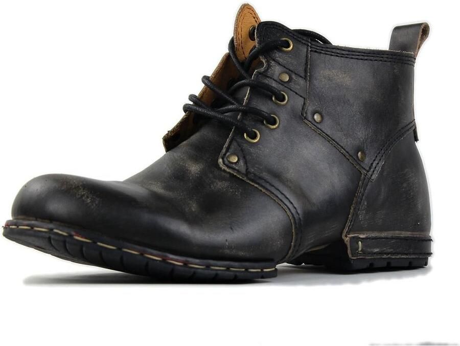 Vintage Leren Enkellaarzen met Veters voor Heren