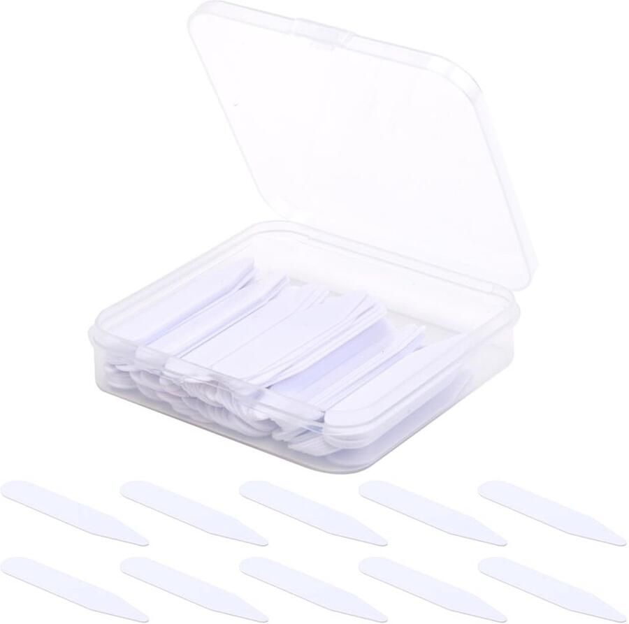 SPHs Plastic Collar Stays 60 Stuks Voor Strak Geklede Overhemden Wit Kraagverstevigers Geschikt voor Mannen Set met Opbergdoos