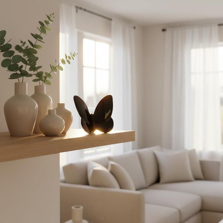 Vlinder Figuren Europees Glas Vlinder Ornamenten Standbeeld Dieren Verzamelaarsstijl Licht Luxe Huisdecoratie. (Zwart)