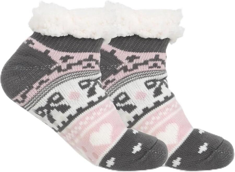 Vloersokken Dames Pluche Slippers Binnen Comfort Antislip Grijper Stippen 100 gram Kleuren