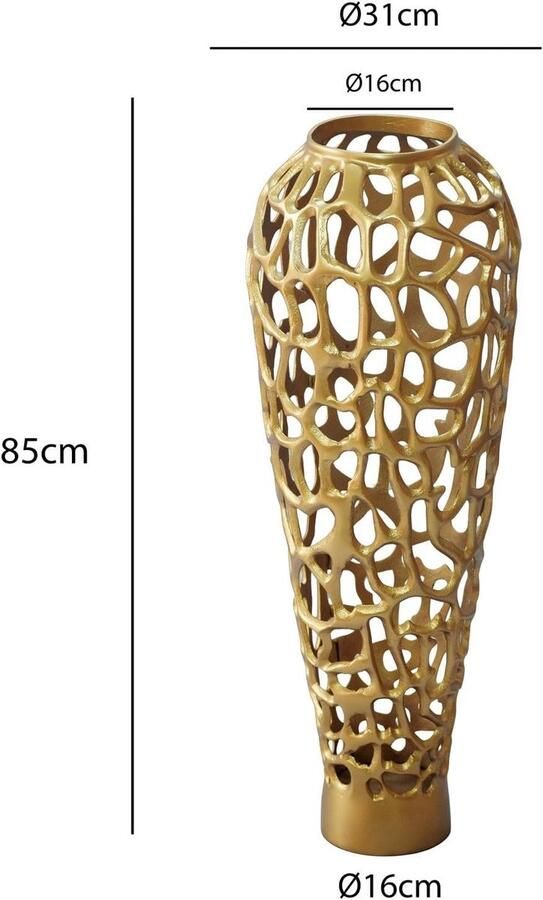 Vloervaas Aluminium Goud Bloemenvaas Sculpturaal slank staande vaas in onregelmatige vorm metalen vaas handgemaakt woondecoratie voor droogbloemen en takken