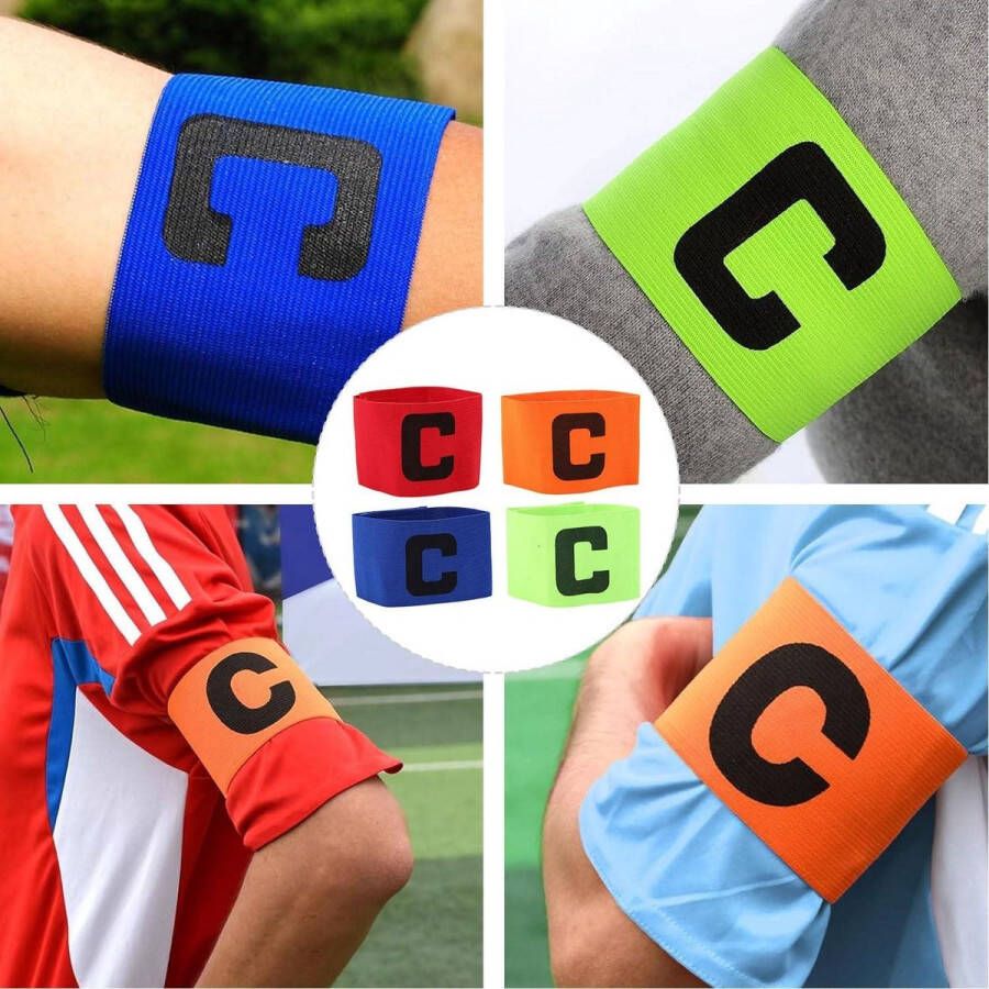 Voetbal Kapiteinsbanden Verstelbare Armband voor Kinderen en Volwassenen met Klittenband Multikleurig Junior Veelkleurige Elastische Band Voetbalaccessoire met Kapiteinslogo