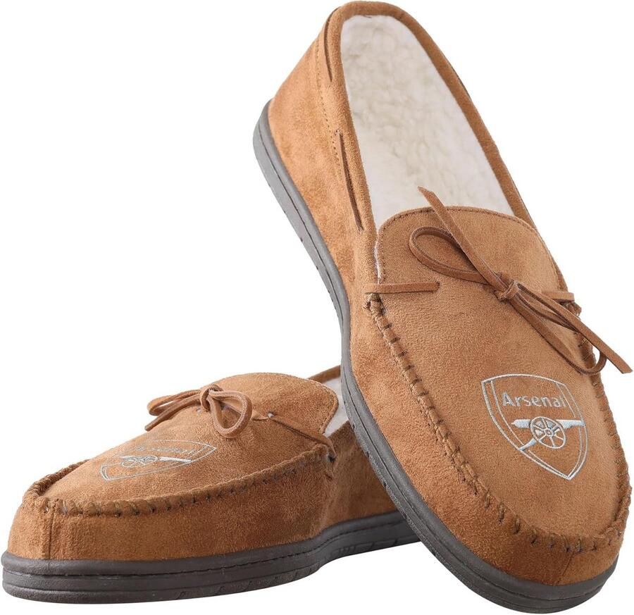 Voetbal Slippers Arsenal FC Suede Mocassin Comfortabel Instapschoeisel