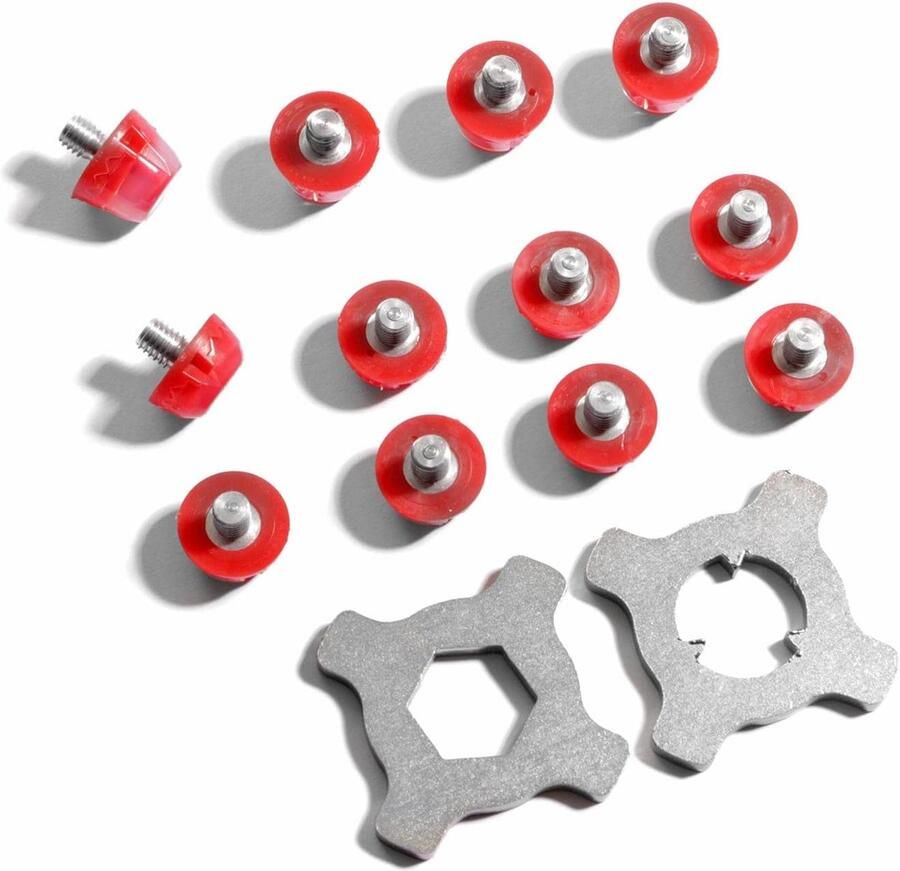 Voetbalschoenen 12 x voetbalnoppen standaard schroefdraad met 2 x noppensleutel TPU studs (doorschijnend rood)