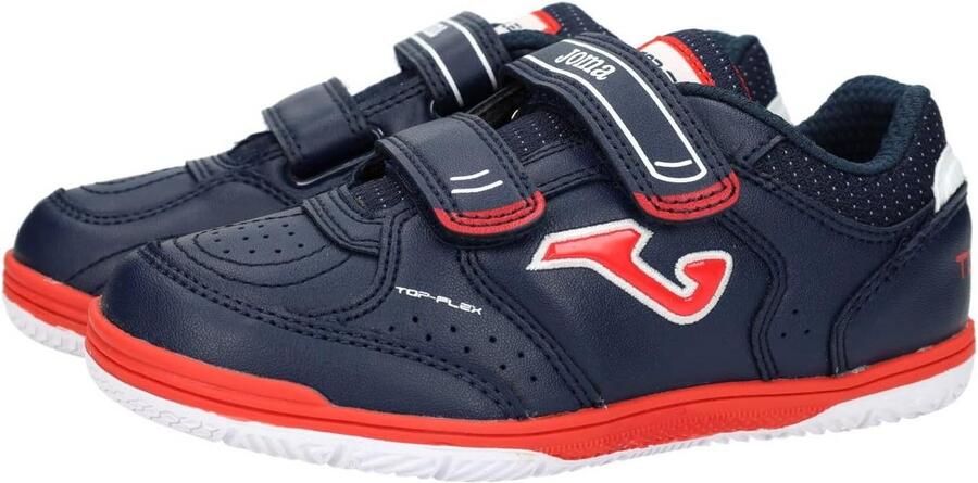 Voetbalschoenen Kinderen Zaal Marineblauw Rood Dubbele Klittenband Ideale Pasvorm voor Jonge Voetballers