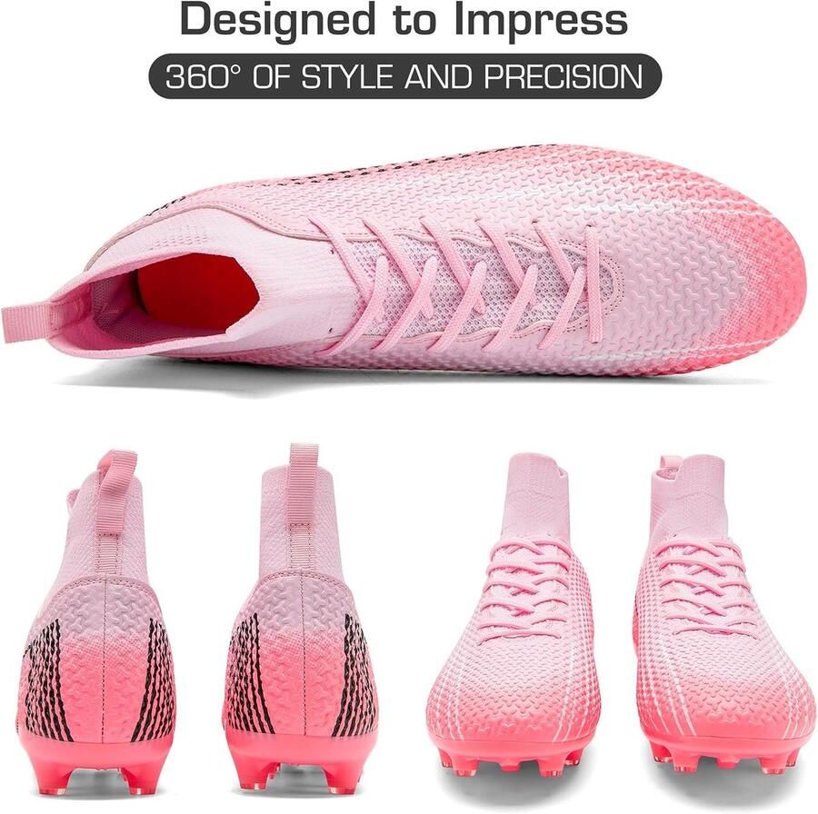 Voetbalschoenen voor en met noppen voor natuurgras kunstmatig en binnen en buiten hoge top antislip trainingsschoenen voor juniortraining