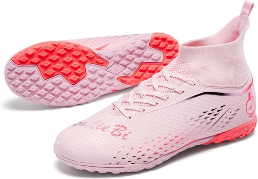 Voetbalschoenen voor jongens en mannen Hoog model roze