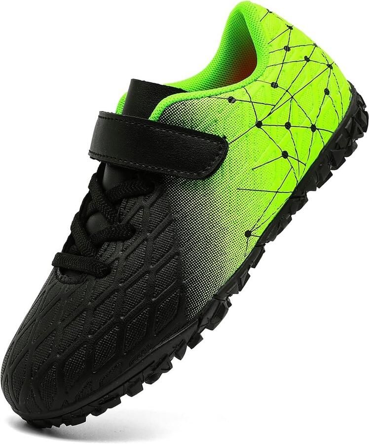 Voetbalschoenen voor Kinderen Zwart Groen EU Antislip Schoenen voor Kunstgras en Binnen Voor Training en Voetbal