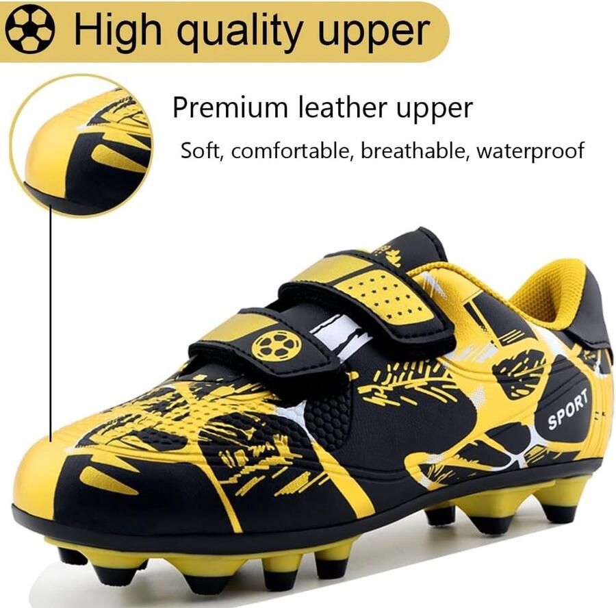 Voetbalschoenen Zwart-Geel 30 EU Antislip Trainingsschoenen voor Kinderen Unisex