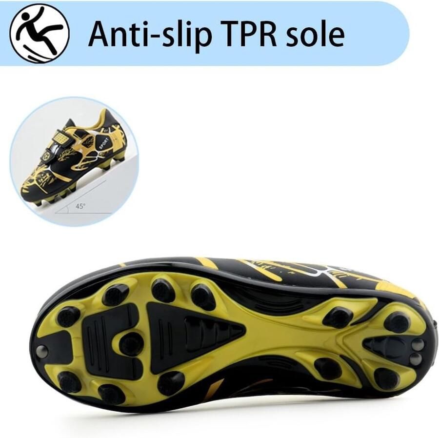 Voetbalschoenen Zwart Goud 32 EU Kunstgras Antislip Trainingsschoenen Voor en