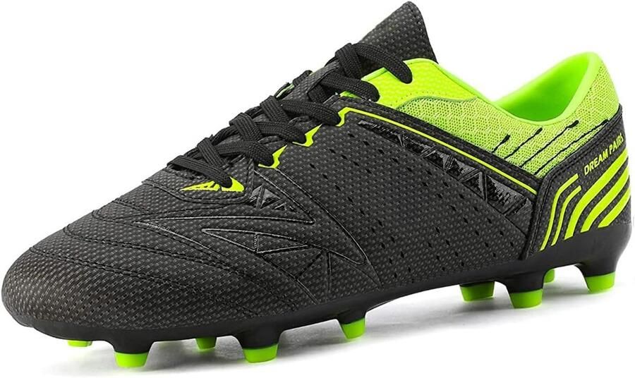 Voetbalschoenen Zwart Neon Groen 42 EU Lichtgewicht Bovenwerk met Gewatteerde Binnenzool Voor Heren